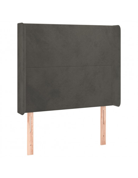 Testiera ad Orecchio Grigio Scuro 93x16x118/128 cm in Velluto