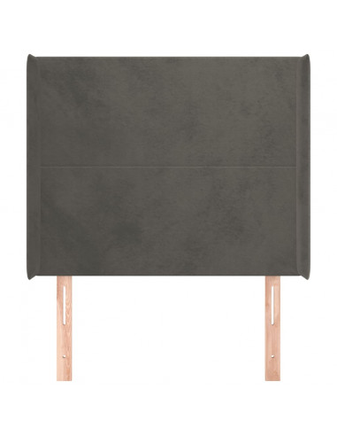 Testiera ad Orecchio Grigio Scuro 93x16x118/128 cm in Velluto