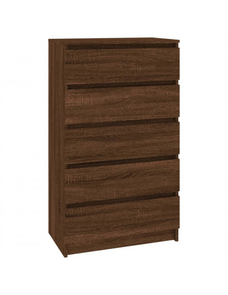 Cassettiera Rovere Marrone 60x36x103 cm in Legno Multistrato