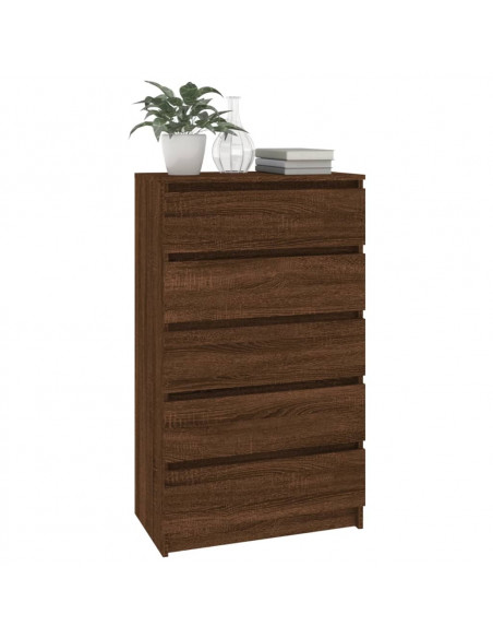Cassettiera Rovere Marrone 60x36x103 cm in Legno Multistrato