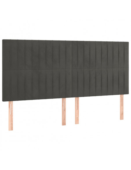 Testiera 4 pz Grigio Scuro 80x5x78/88 cm in Velluto