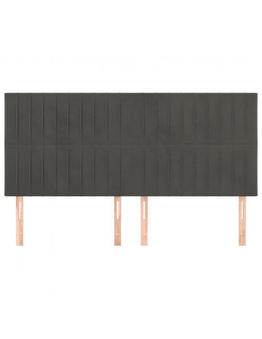 Testiera 4 pz Grigio Scuro 80x5x78/88 cm in Velluto