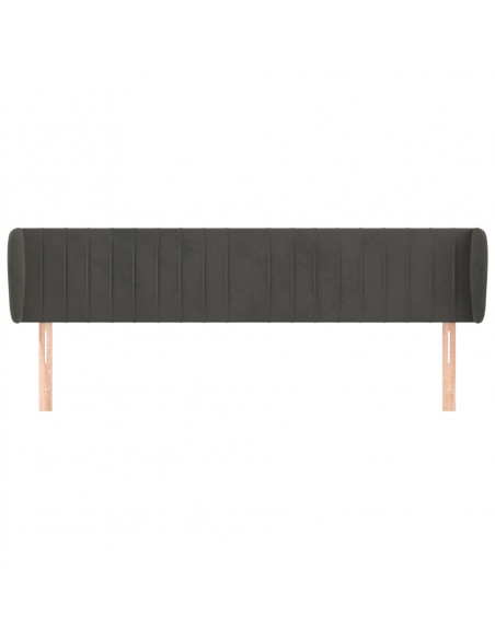 Testiera ad Orecchio Grigio Scuro 163x23x78/88 cm in Velluto