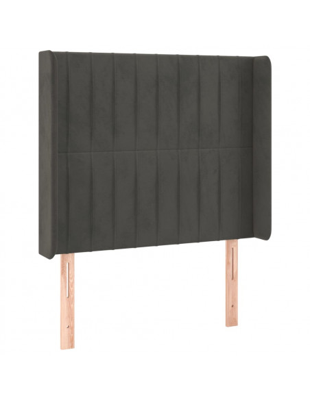 Testiera ad Orecchio Grigio Scuro 83x16x118/128 cm in Velluto