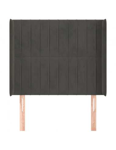Testiera ad Orecchio Grigio Scuro 83x16x118/128 cm in Velluto