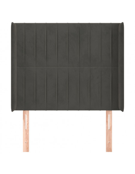 Testiera ad Orecchio Grigio Scuro 83x16x118/128 cm in Velluto