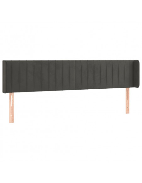 Testiera ad Orecchio Grigio Scuro 163x16x78/88 cm in Velluto