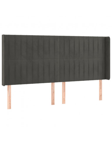 Testiera ad Orecchio GrigioScuro 163x16x118/128cm in Velluto