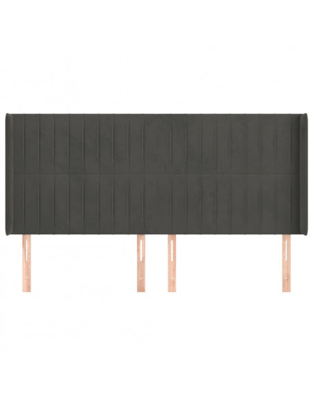 Testiera ad Orecchio GrigioScuro 163x16x118/128cm in Velluto