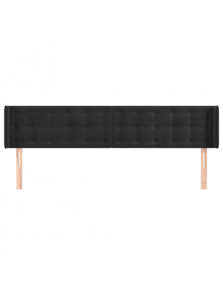 Testiera ad Orecchio Nera 163x16x78/88 cm in Velluto