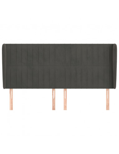 Testiera ad Orecchio GrigioScuro 163x23x118/128cm in Velluto