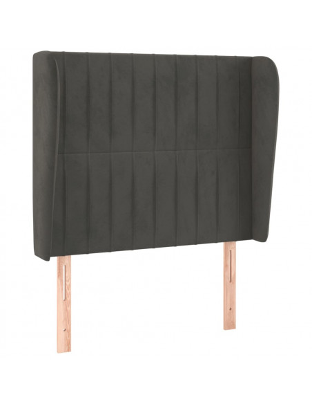 Testiera ad Orecchio Grigio Scuro 83x23x118/128 cm in Velluto