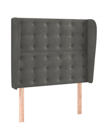 Testiera ad Orecchio Grigio Scuro 83x23x118/128 cm in Velluto