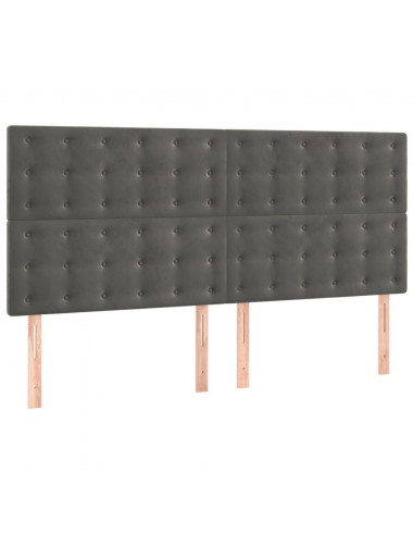 Testiera 4 pz Grigio Scuro 80x5x78/88 cm in Velluto