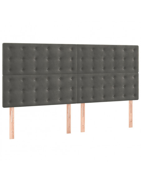 Testiera 4 pz Grigio Scuro 80x5x78/88 cm in Velluto
