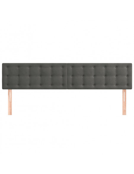 Testiera 2 pz Grigio Scuro 80x5x78/88 cm in Velluto