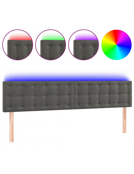 Testiera a LED Grigio Scuro 160x5x78/88 cm in Velluto