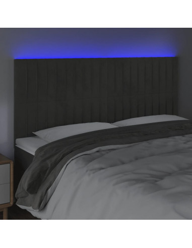 Testiera a LED GrigioScuro 160x5x118/128cm in Velluto