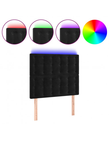 Testiera a LED Nera 80x5x118/128 cm in Velluto