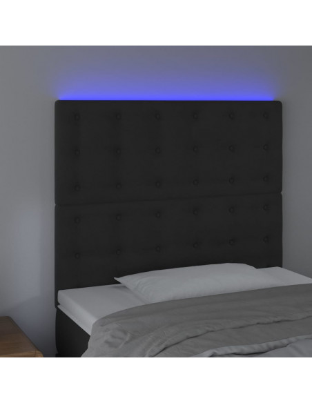 Testiera a LED Nera 80x5x118/128 cm in Velluto