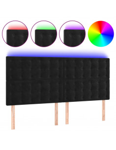 Testiera a LED Nera 160x5x118/128 cm in Velluto 2