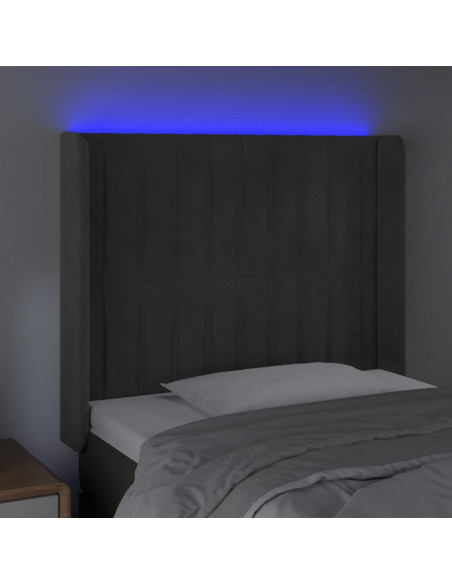 Testiera a LED Grigio Scuro 83x16x118/128 cm in Velluto