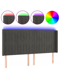 Testiera a LED Grigio Scuro 163x16x118/128cm in Velluto 2