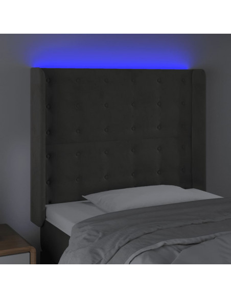 Testiera a LED Grigio Scuro 83x16x118/128 cm in Velluto