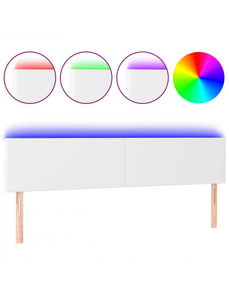 Testiera Bianca a LED 180x5x78/88 cm in Similpelle