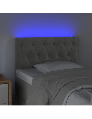 Testiera a LED Grigio Chiaro 80x7x78/88 cm in Velluto