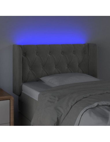 Testiera a LED Grigio Chiaro 83x16x78/88 cm in Velluto