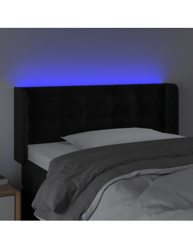 Testiera a LED Nera 103x16x78/88 cm in Velluto