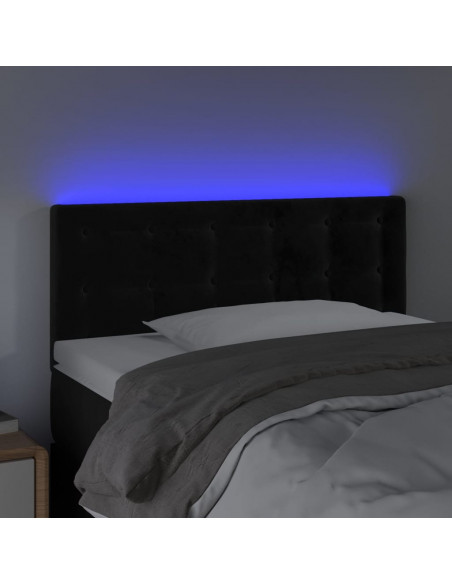 Testiera a LED Nera 100x5x78/88 cm in Velluto