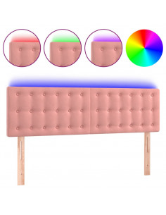 Testiera a LED Rosa 144x5x78/88 cm in Velluto 2