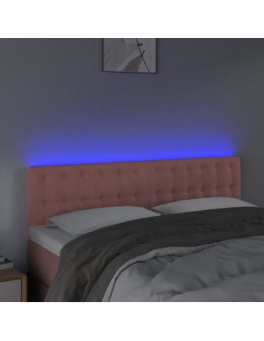 Testiera a LED Rosa 144x5x78/88 cm in Velluto