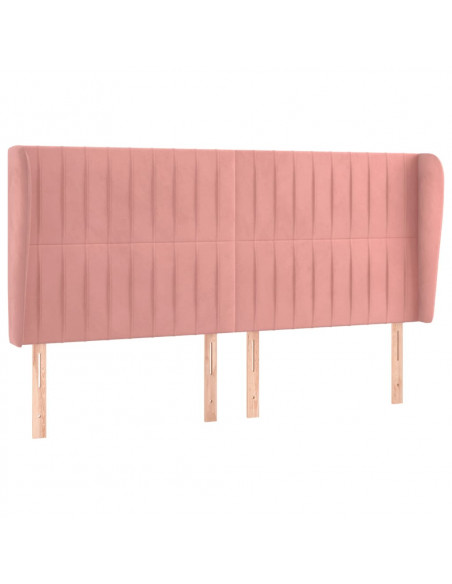 Testiera ad Orecchio Rosa 183x23x118/128 cm in Velluto