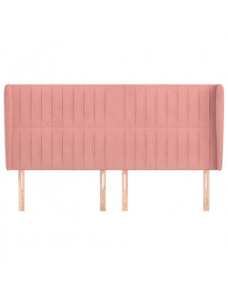 Testiera ad Orecchio Rosa 183x23x118/128 cm in Velluto