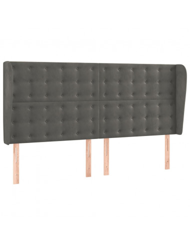 Testiera ad Orecchio GrigioScuro 203x23x118/128cm in Velluto