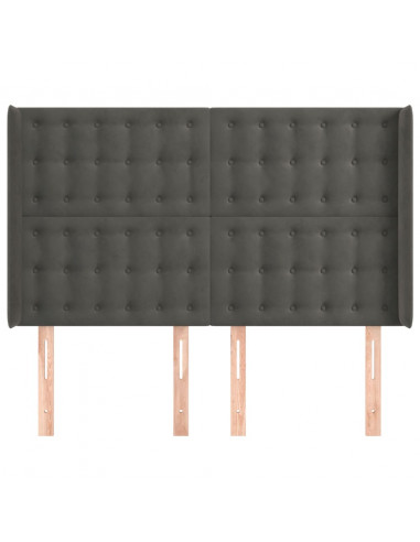 Testiera ad Orecchio GrigioScuro 147x16x118/128cm in Velluto