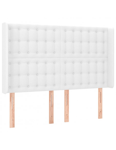Testiera ad Orecchio Bianco 147x16x118/128 cm in Similpelle