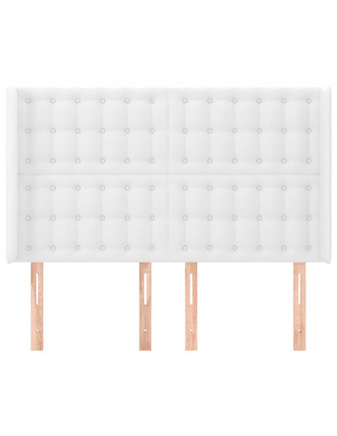 Testiera ad Orecchio Bianco 147x16x118/128 cm in Similpelle