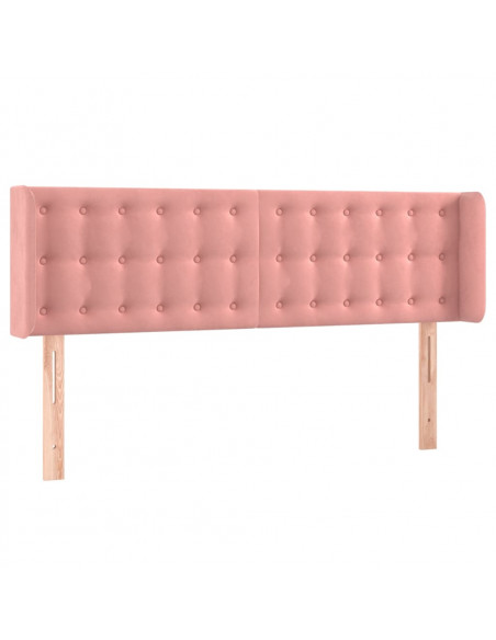 Testiera ad Orecchio Rosa 147x16x78/88 cm in Velluto