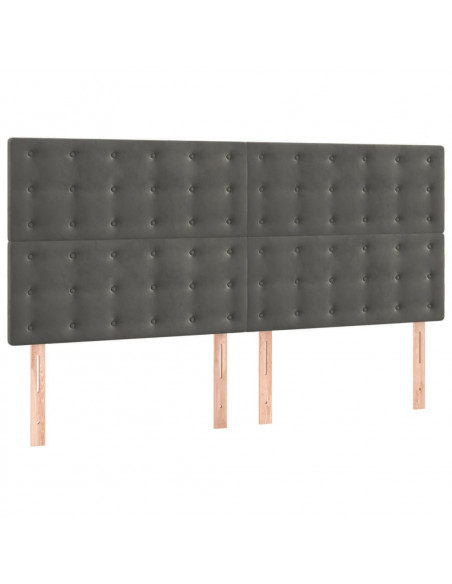 Testiere 4 pz Grigio Scuro 100x5x78/88 cm in Velluto