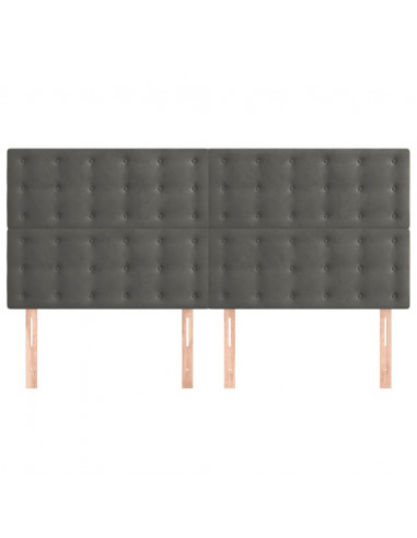 Testiere 4 pz Grigio Scuro 100x5x78/88 cm in Velluto