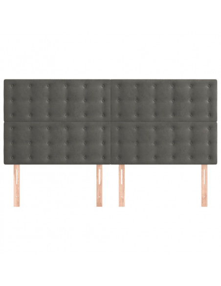 Testiere 4 pz Grigio Scuro 100x5x78/88 cm in Velluto
