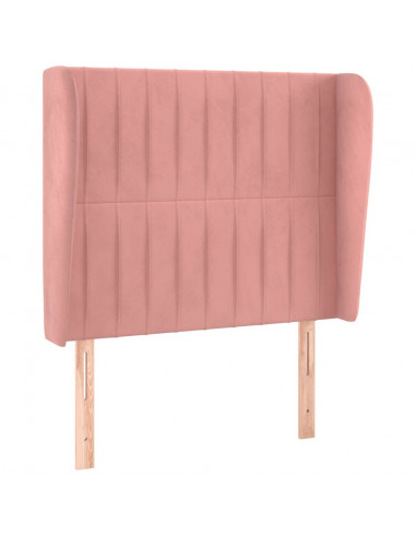 Testiera ad Orecchio Rosa 93x23x118/128 cm in Velluto