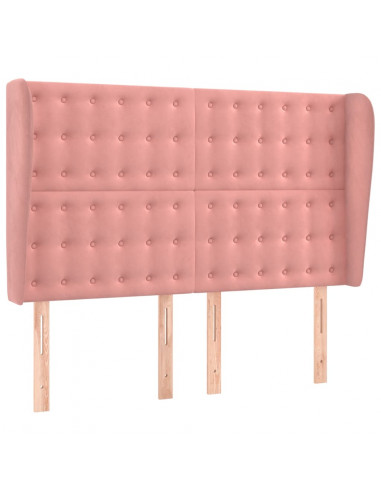 Testiera ad Orecchio Rosa 147x23x118/128 cm in Velluto