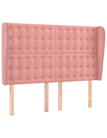 Testiera ad Orecchio Rosa 147x23x118/128 cm in Velluto