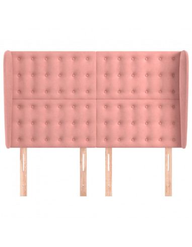 Testiera ad Orecchio Rosa 147x23x118/128 cm in Velluto