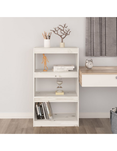 Libreria/Divisorio Bianco 60x30x103,5 cm Legno Massello di Pino